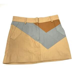 ZARA SRPLS Colorblock Leather Mini Skirt Size L